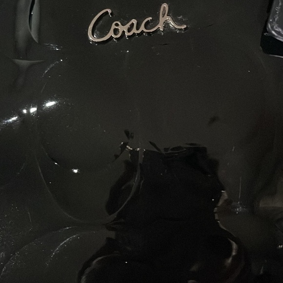 COACH Black patent, leather large purse, . Embossed,l coach purse is 17 “ 10 b - Picture 7 of 12